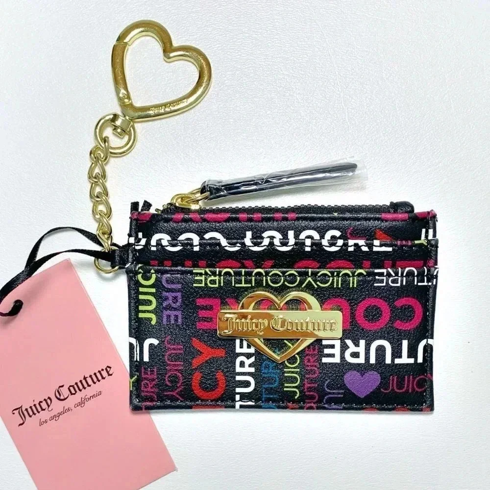 Juicy Couture Black ID Card Case Keychain Bag Charm NWT